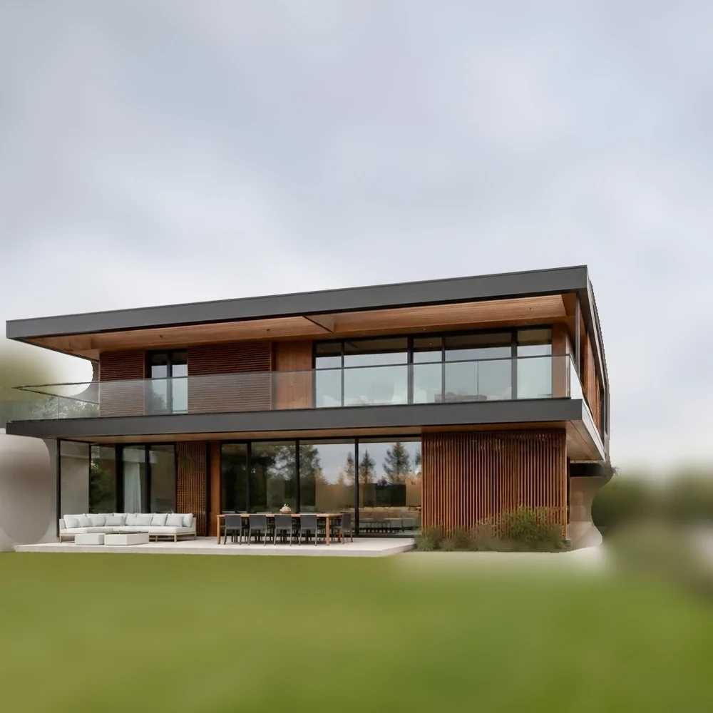 Modern two-storey house with a lawn — After