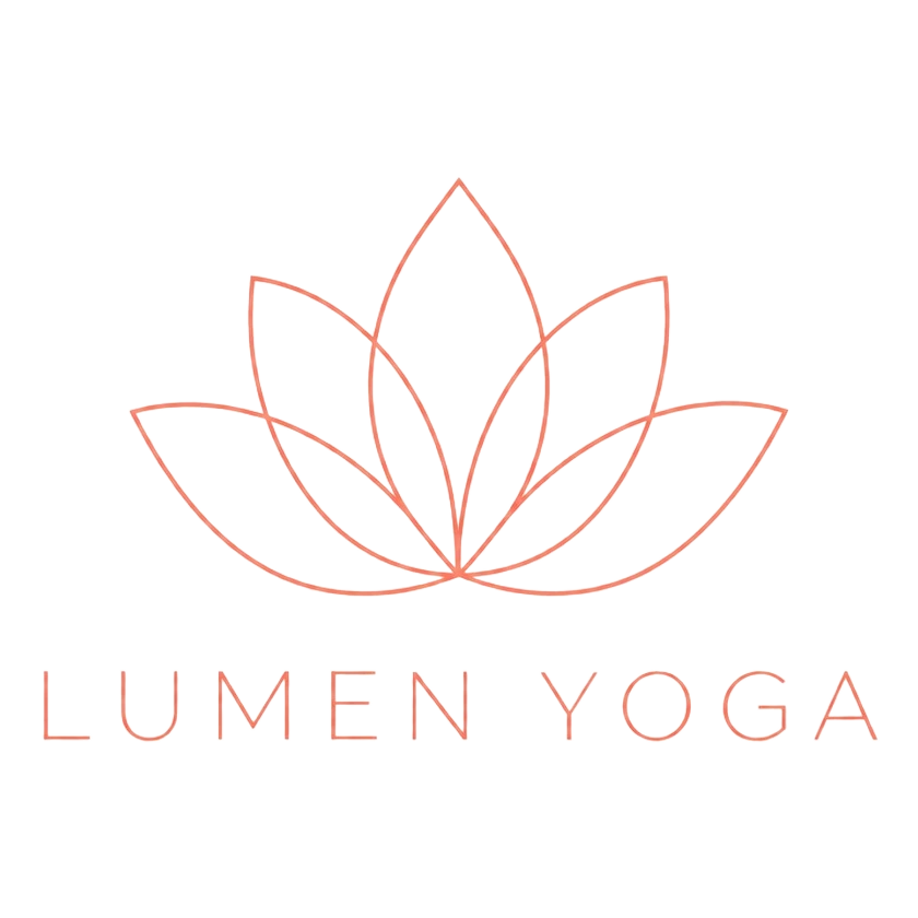 Lumen Yoga line-art logo on light grey — After
